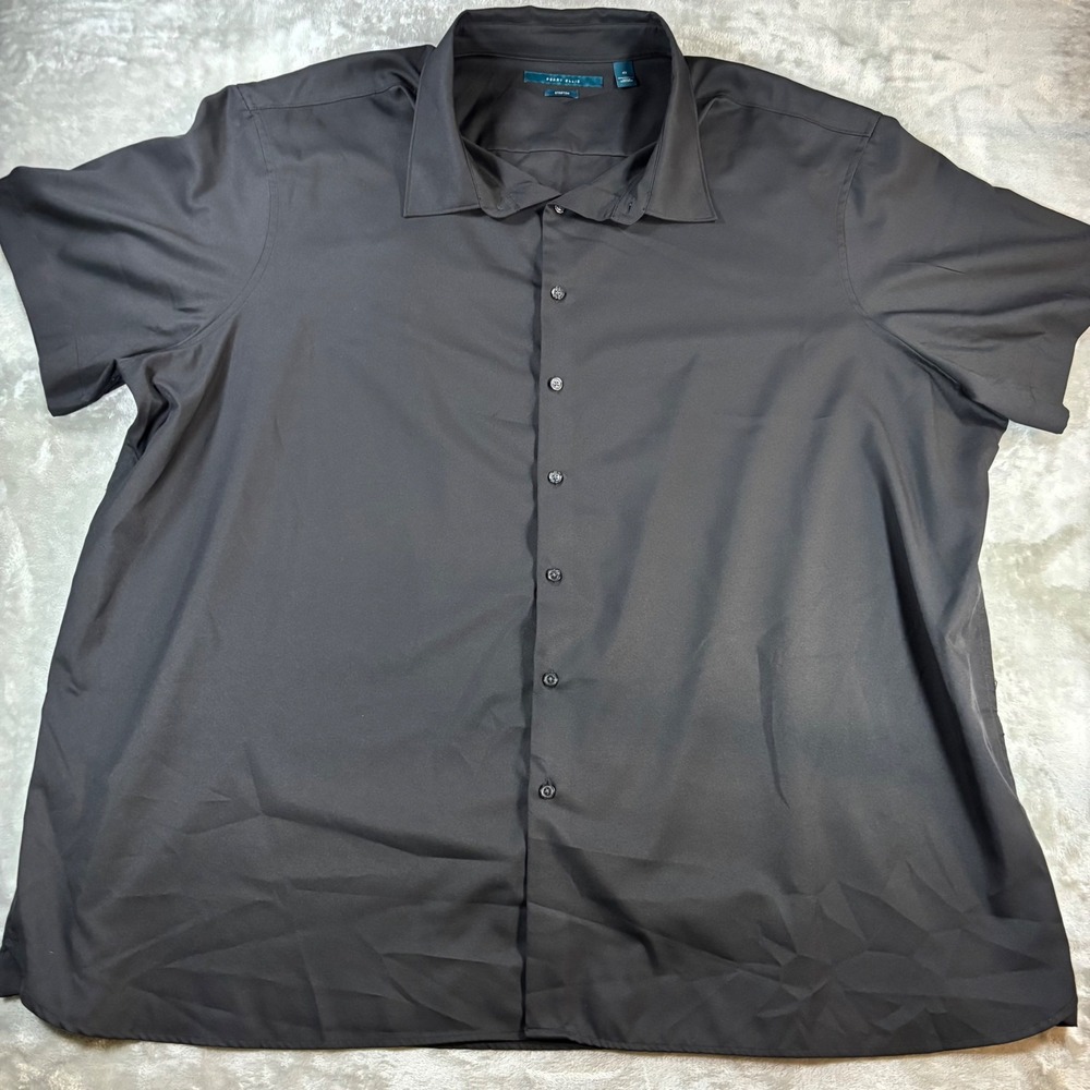 Perry Ellis Mens 4X Black Short Sleeve Stretch Button Down Shirt BC3494